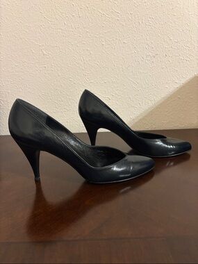 Stuart Weitzman Navy Leather Pointed Pumps 7.5AA
